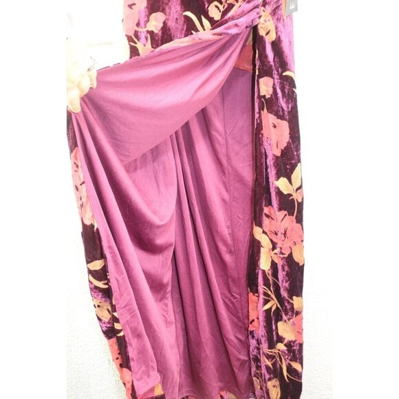 Lulu's Velvet Burnout Strapless Maxi Dress-Small-FrontSlit-New w/Tags-Whimsigoth - Picture 4 of 7